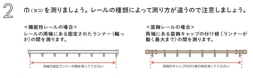 カーテンの幅の採寸