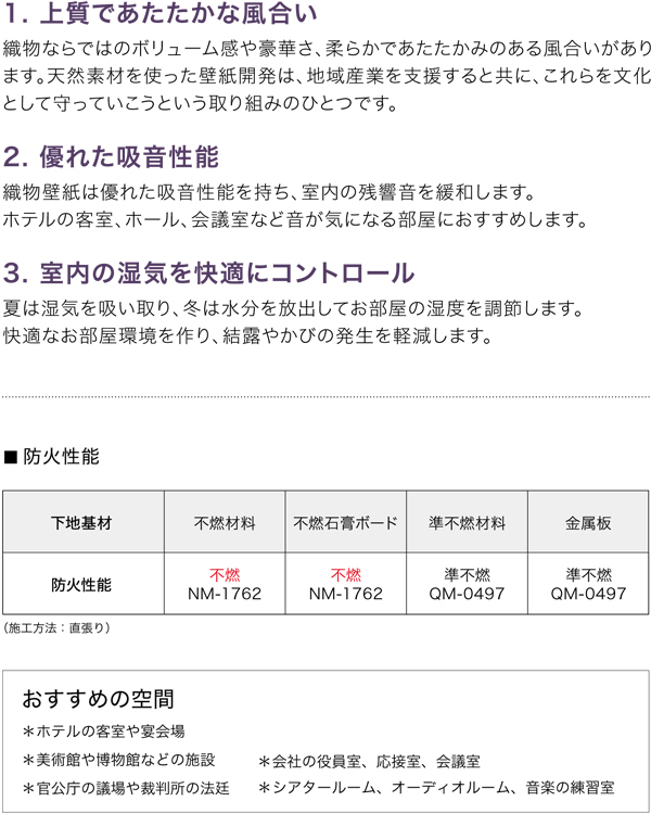 不燃認定 織物壁紙