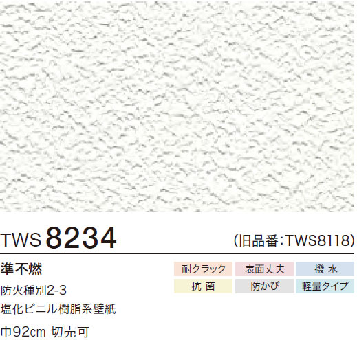 TWS8234 石目調 (耐クラック/表面丈夫/撥水/抗菌/防かび/軽量) トキワ